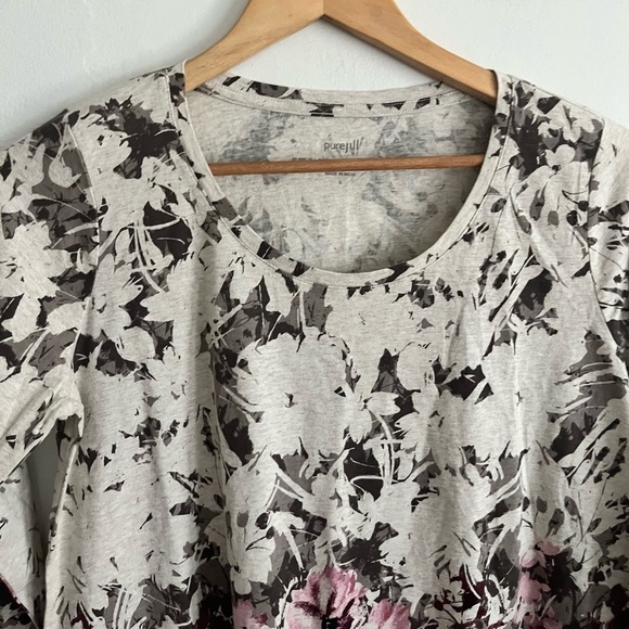 Pure Jill Cotton Floral Print Hi Low Scoop Neck Long Sleeve Top - Picture 3 of 6